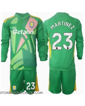 Aston Villa Emiliano Martinez #23 Portiere Maglia Gara Casa Repliche 2024-25 Bambino Maniche Lunghe
